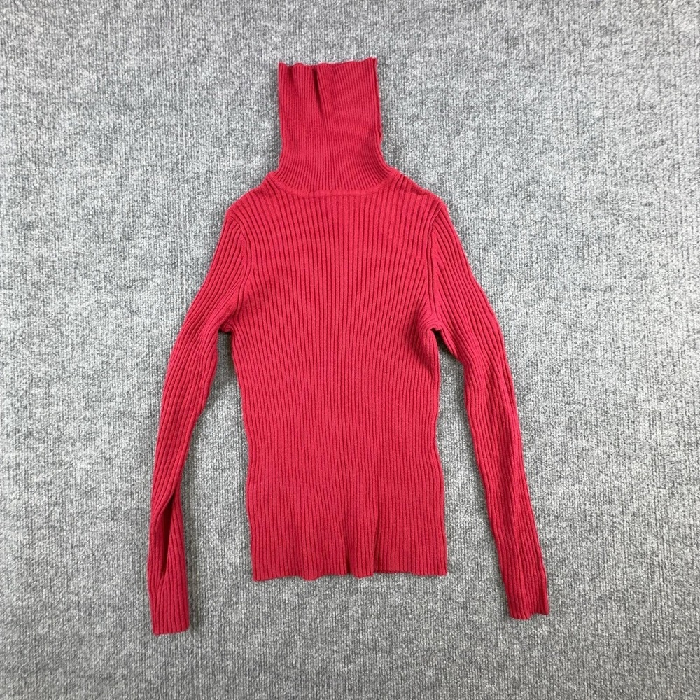 Y2K Express Sweater Womens Small Red Turtleneck Ribbed Knit Pullover Long Sleeve